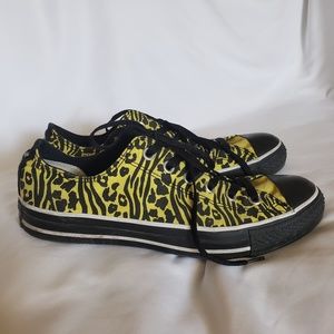 Converse Yellow & Black Animal Print Tennis Shoes